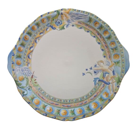 Raphael by Faiencerie De Gien Handled Cake Plate DISCONTINUED DAMAGED - Picture 1 of 8